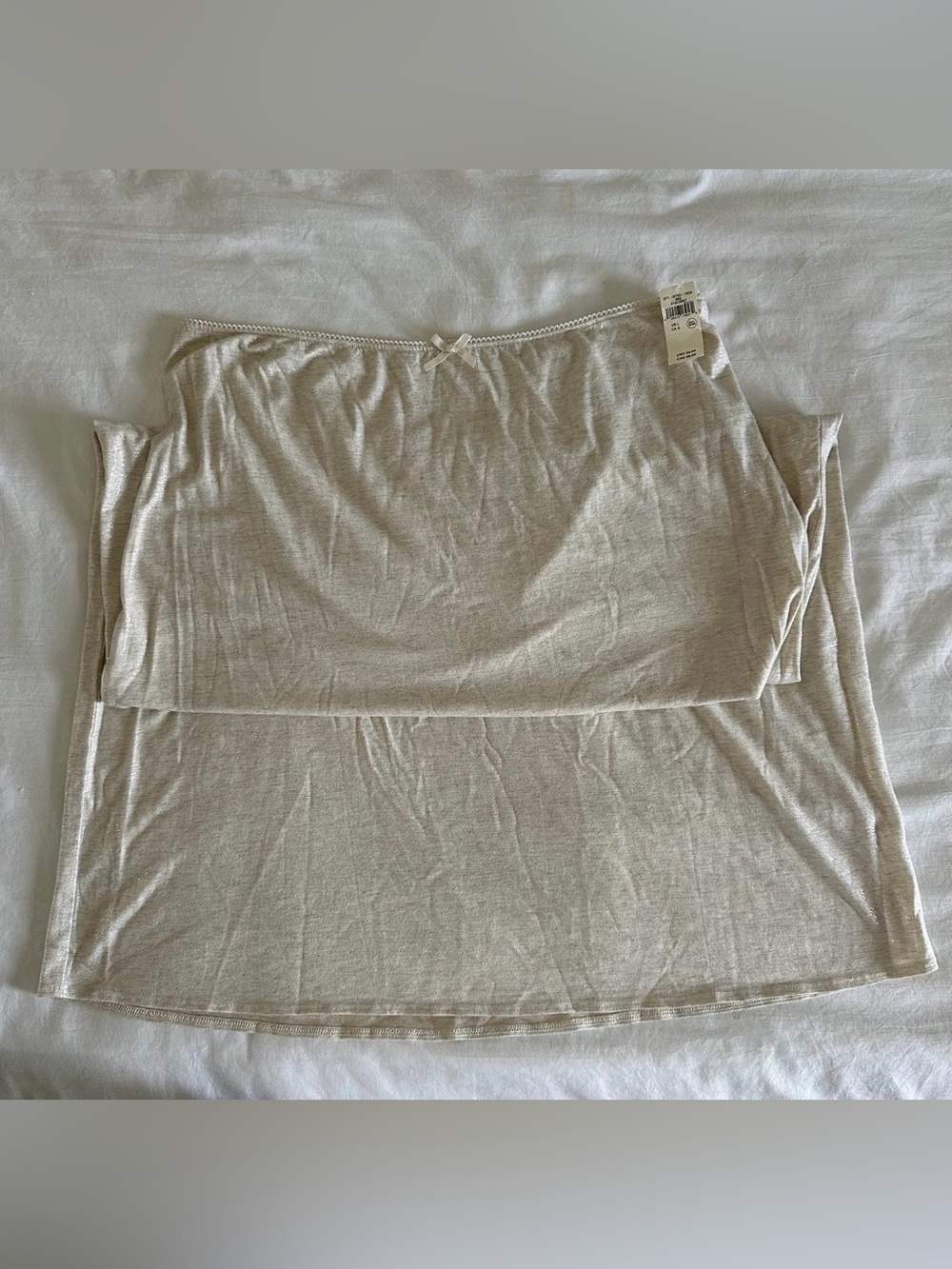 NWT Aerie Large Metallic Shimmer Cream Beige Maxi Skirt